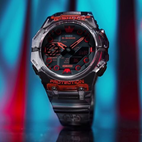 CASIO 卡西歐 G-SHOCK 藍牙連線 時尚錶圈雙顯腕錶-透明黑 禮物推薦 送禮首選 GA-B001G-1A