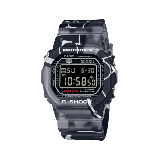 CASIO 卡西歐 【 G-SHOCK】Street Spirit街頭原創塗鴉藝術金屬方形電子運動腕錶-塗鴉黑/DW-5000SS-1/台灣總代理公司貨享一年保固