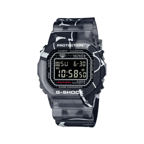 【CASIO G-SHOCK】Street Spirit街頭原創塗鴉藝術金屬方形電子運動腕錶-塗鴉黑/DW-5000SS-1/台灣總代理公司貨享一年保固