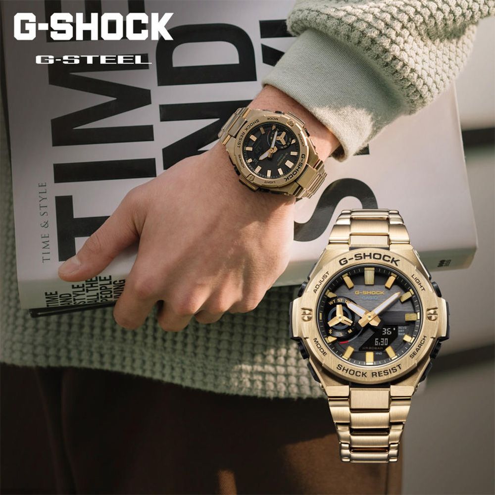 CASIO 卡西歐G-SHOCK 太陽能電力藍芽碳纖維核心防護構造手錶GST-B500GD