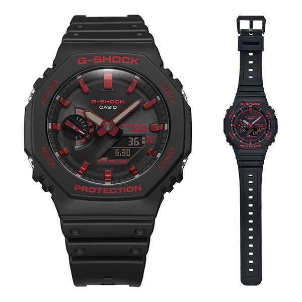 CASIO G-SHOCK 經典黑紅太陽能藍芽農家橡樹計時錶/GA-B2100BNR-1A