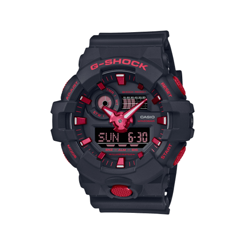 CASIO 卡西歐 【 G-SHOCK】絕對強悍系列經典耐衝擊雙顯運動腕錶-酷焰紅/GA-700BNR-1A/台灣總代理公司貨享一年保固