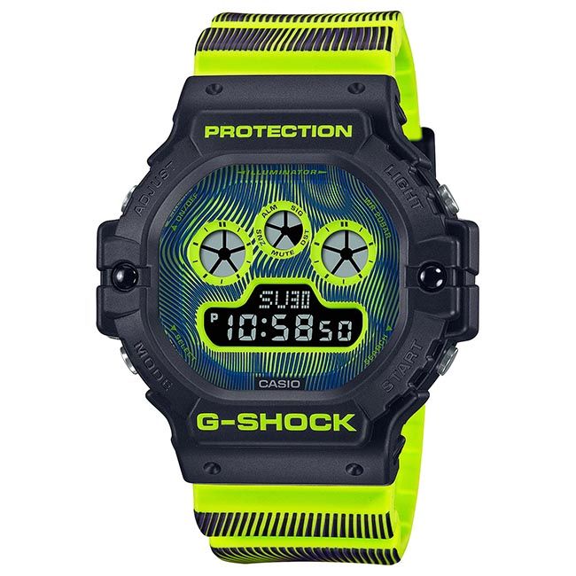 CASIO 卡西歐  G-SHOCK 時空扭曲 DW-5900TD-9 兩百米防水電子錶 三眼運動錶 黑/螢光黃