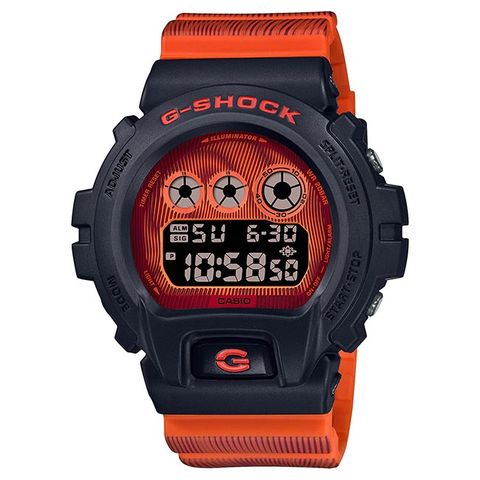 CASIO 卡西歐 G-SHOCK 科幻扭曲 DW-6900TD-4 200米防水電子錶 三眼運動錶 黑/橘