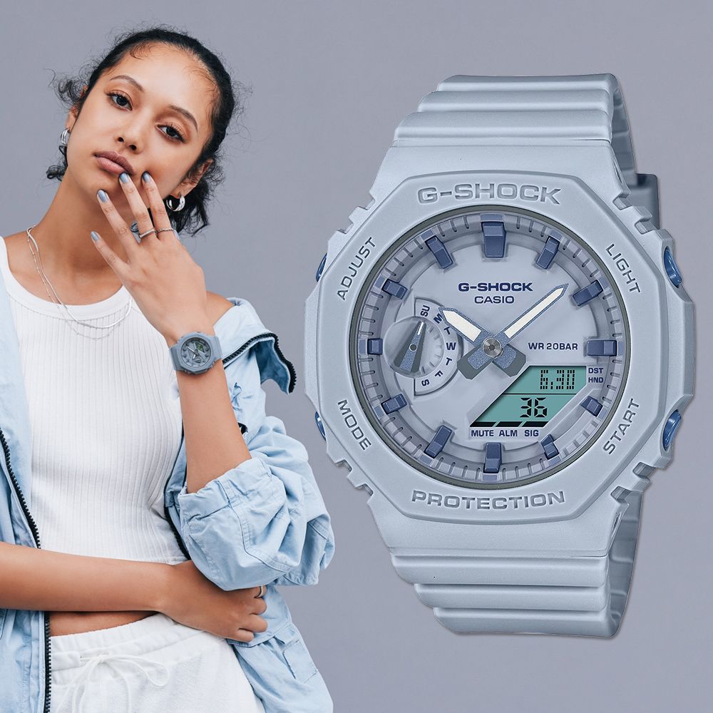 CASIO G-SHOCK 時尚純色農家橡樹計時錶/迷霧藍/GMA-S2100BA-2A2