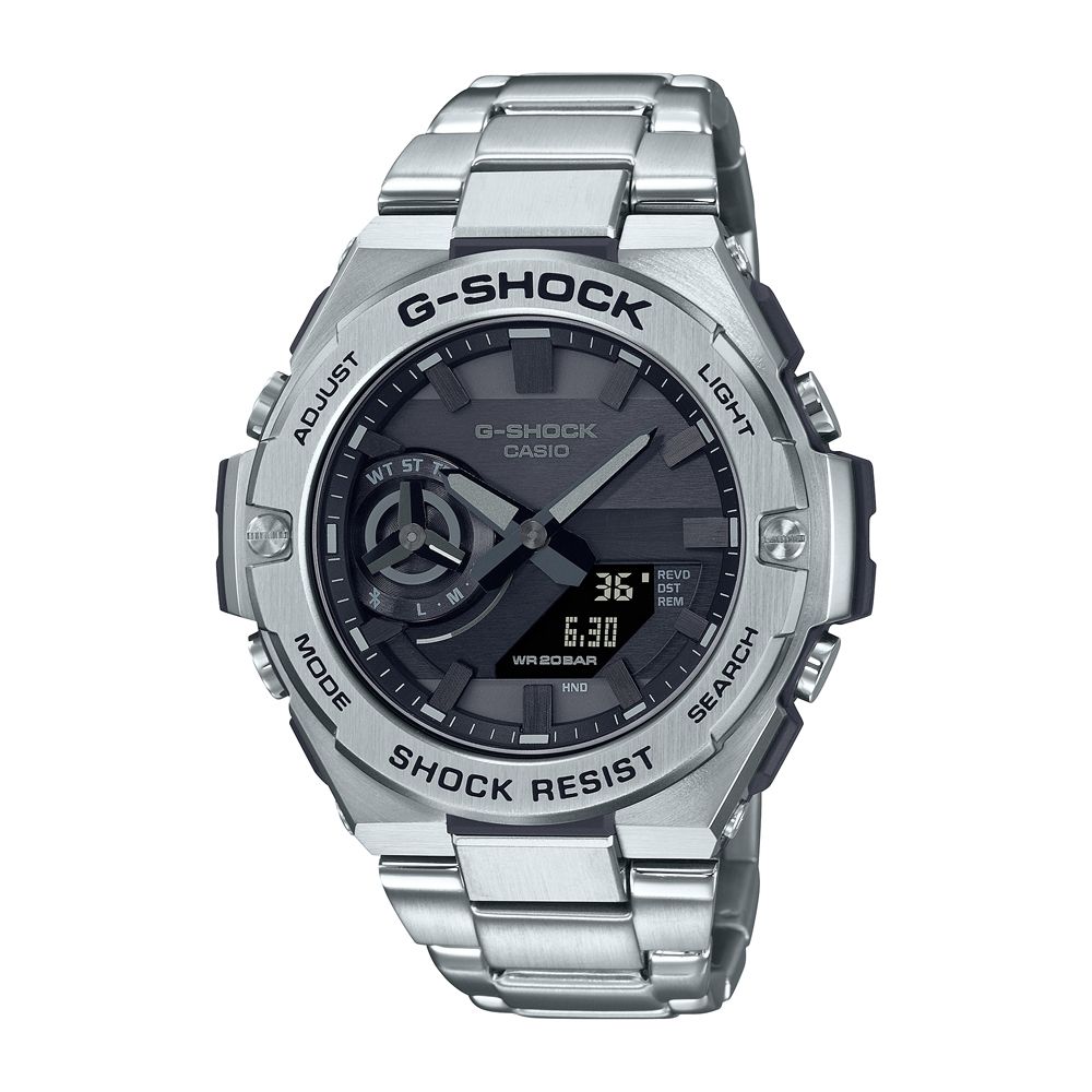 CASIO 卡西歐 G-SHOCK 太陽能電力 百搭銀黑 強悍輕薄 GST-B500D-1A1_48.9mm