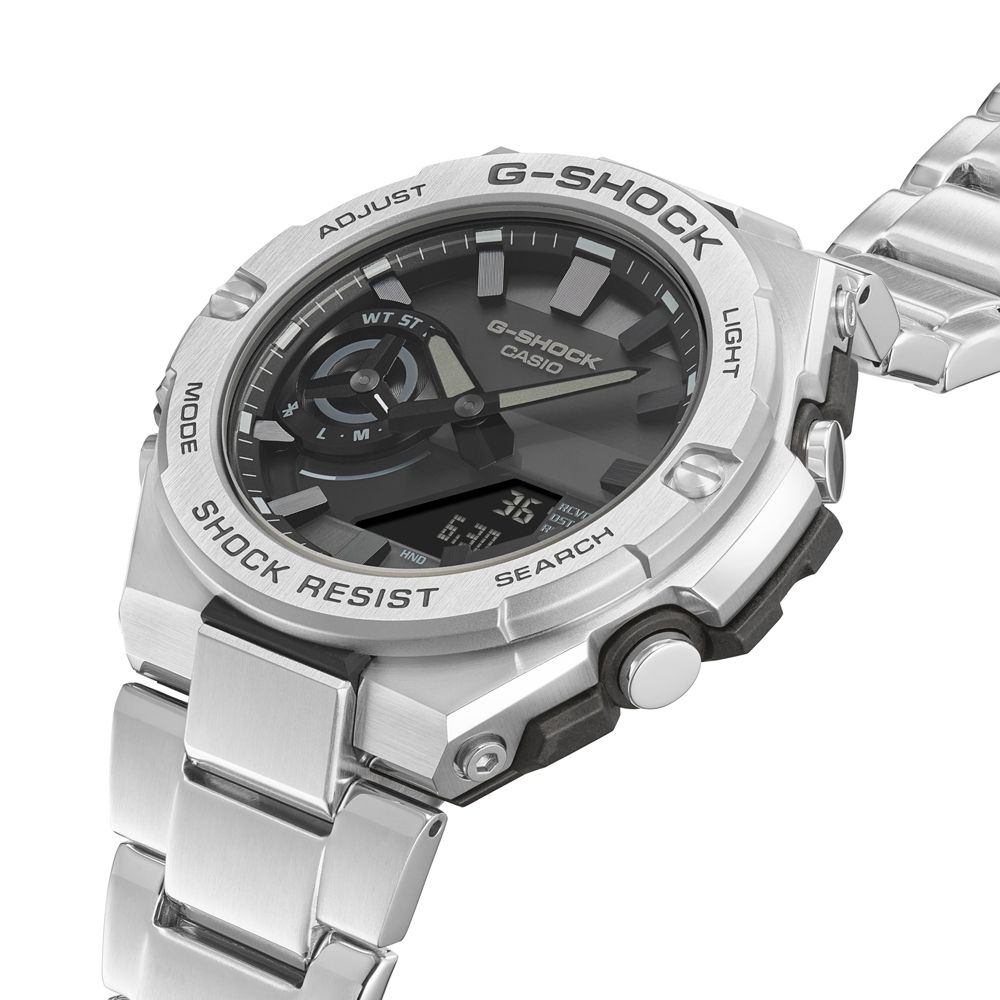 CASIO 卡西歐 G-SHOCK 太陽能電力 百搭銀黑 強悍輕薄 GST-B500D-1A1_48.9mm