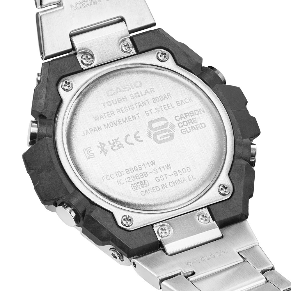 CASIO 卡西歐 G-SHOCK 太陽能電力 百搭銀黑 強悍輕薄 GST-B500D-1A1_48.9mm