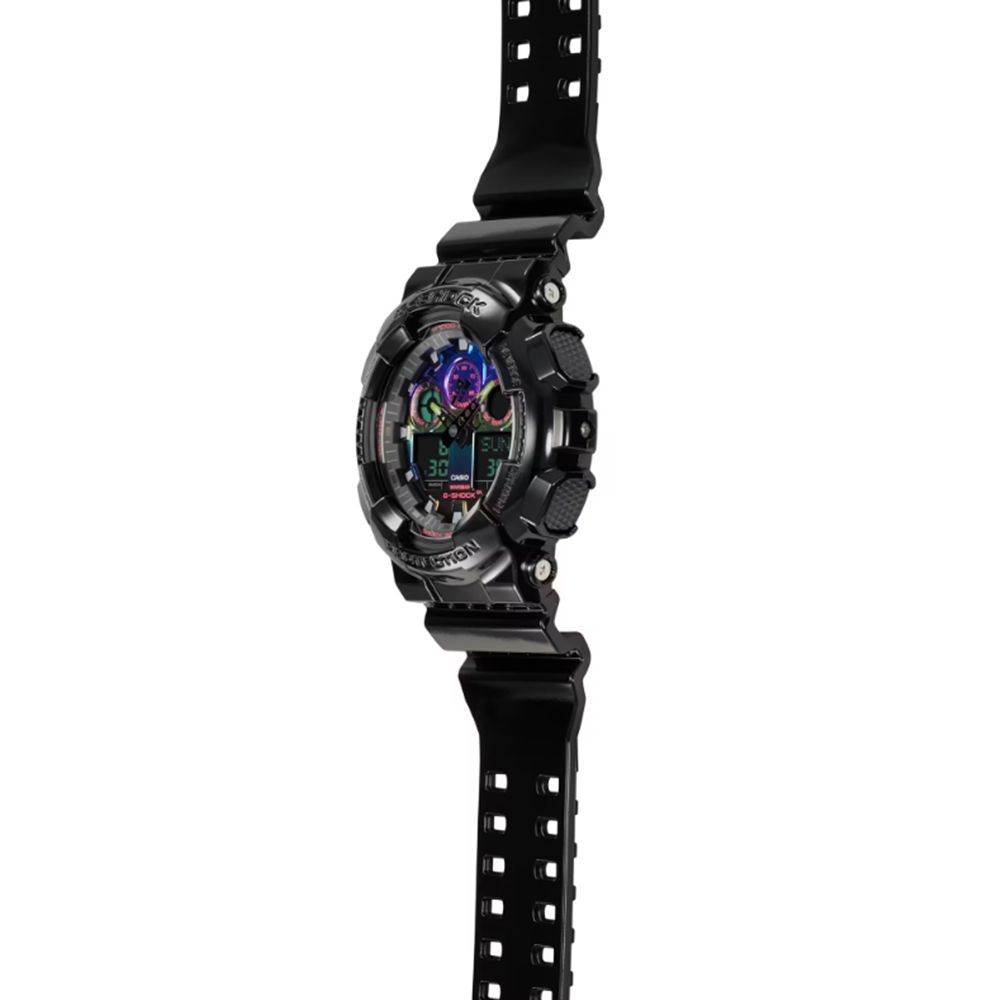 CASIO 卡西歐 G-SHOCK 電競美學 虛擬虹光 雙顯系列 GA-100RGB-1A_51.2mm