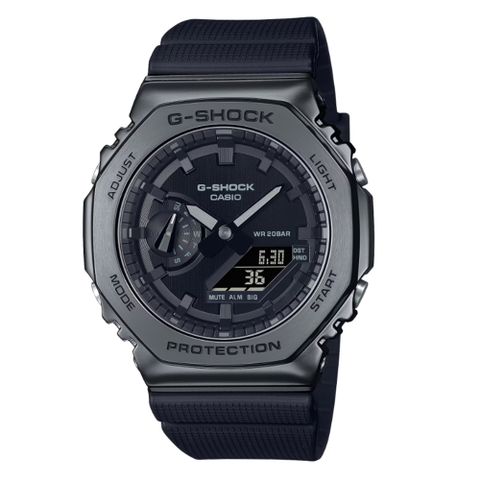 【CASIO 卡西歐】G-SHOCK 百搭酷黑時尚 金屬錶殼 八角形錶殼 GM-2100BB-1A_44.4mm