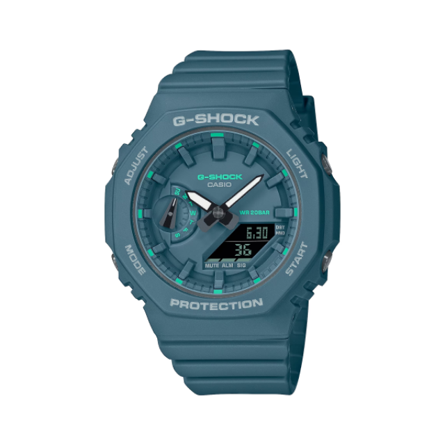 CASIO 卡西歐 【 G-SHOCK】纖薄輕巧耐衝擊八角運動腕錶-湖水綠/GMA-S2100GA-3A/台灣總代理公司貨享一年保固