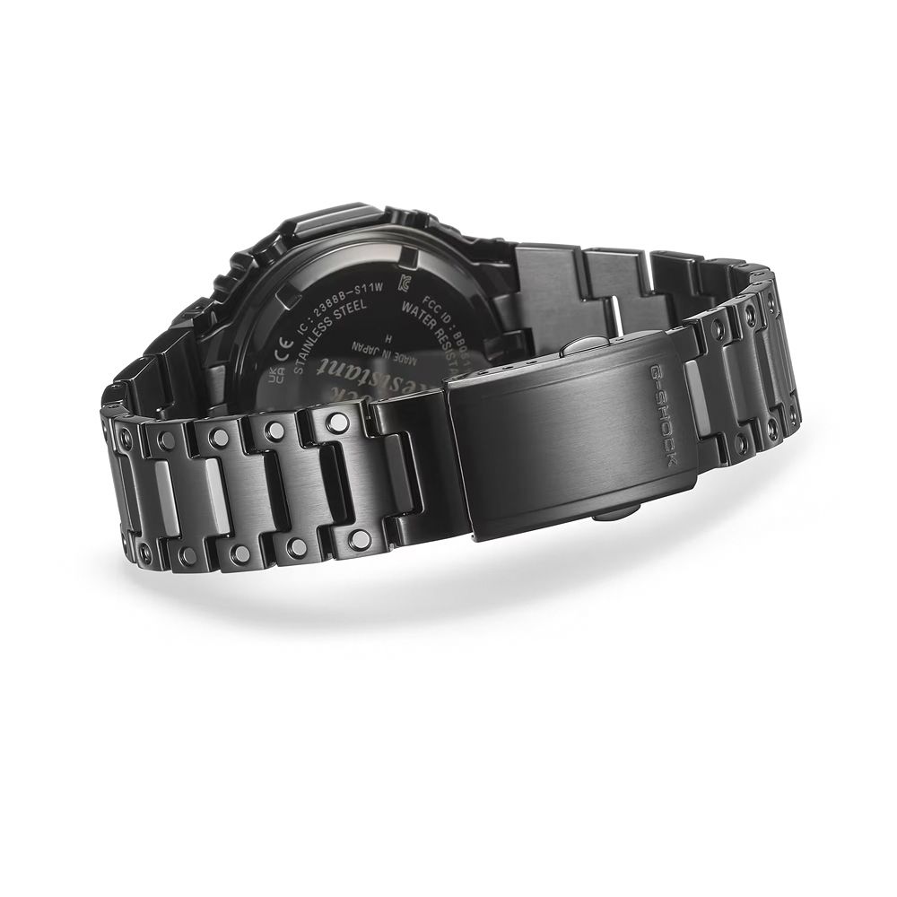 CASIO 卡西歐G-SHOCK 八角農家橡樹全金屬版太陽能藍芽連線雙顯手錶-黑