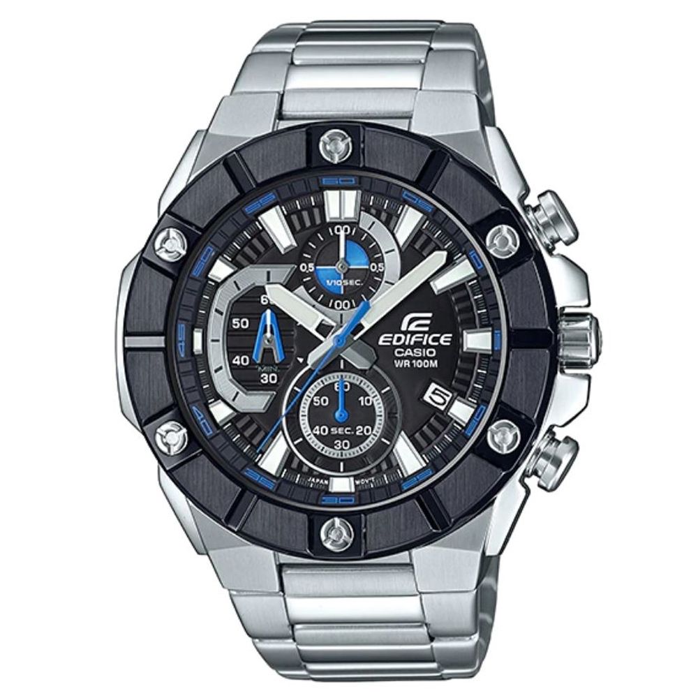 CASIO 卡西歐 EDIFICE 大錶面不鏽鋼手錶-黑藍 EFR-569DB-1A_51mm