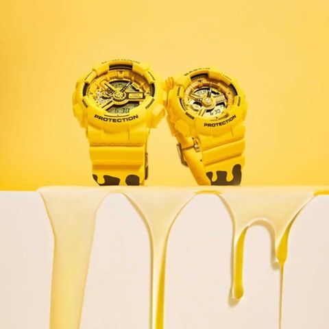 CASIO 卡西歐 G-SHOCK&BABY-G 甜蜜情人 亮眼蜂蜜黃 人氣雙顯 限量對錶 SLV-22A-9A