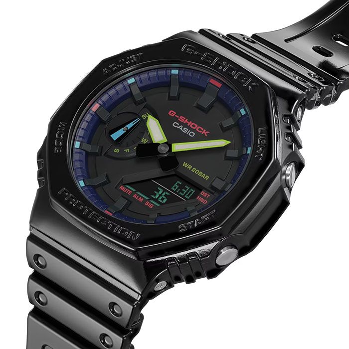 CASIO】卡西歐G-SHOCK 農家橡樹虛擬彩虹GA-2100RGB-1A 兩百米防水雙顯