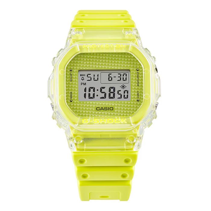 CASIO 卡西歐  G-SHOCK 經典方形 繽紛扭蛋 DW-5600GL-9 兩百米防水 運動電子錶 透明色/黃