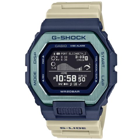 ▶潮汐圖顯示◀CASIO卡西歐 G-SHOCK 藍牙連線 浪湧狂潮電子腕錶 母親節 禮物 GBX-100TT-2