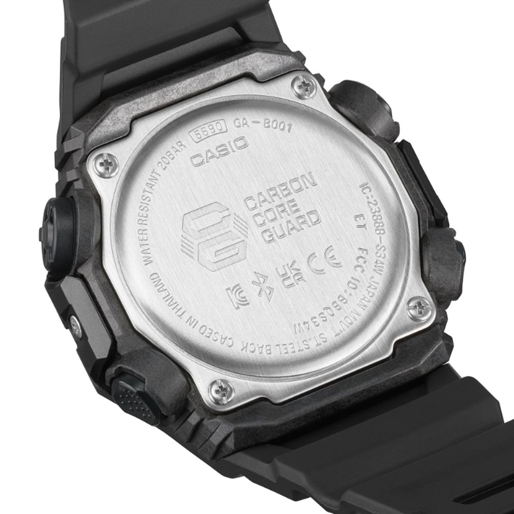 CASIO 卡西歐 G-SHOCK 藍牙 碳纖維核心防護 機械戰甲 極酷黑 GA-B001-1A_46mm