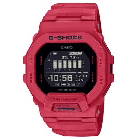 【CASIO 卡西歐】 G-SQUAD 搶眼運動追蹤數位手錶-艷紅 GBD-200RD-4
