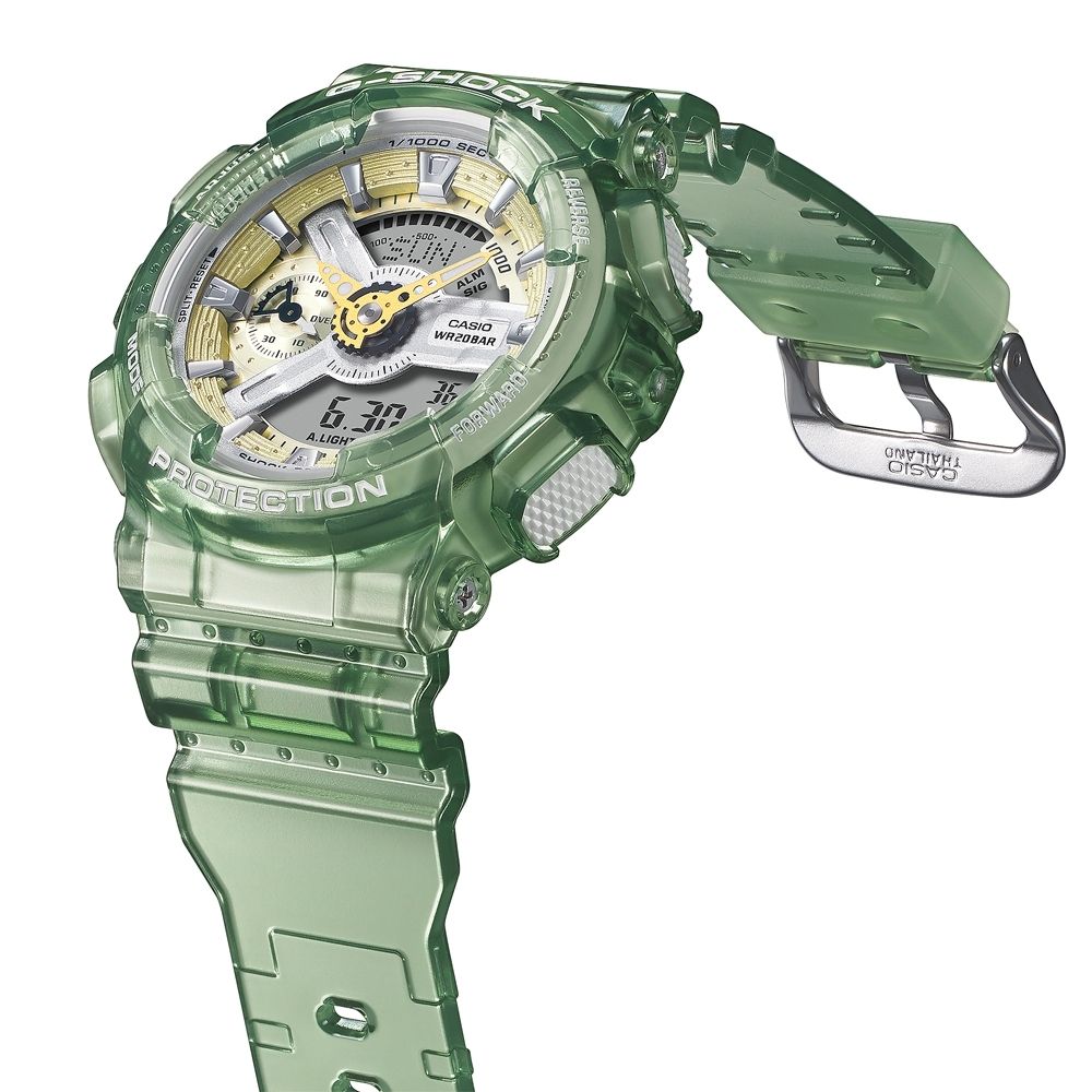 CASIO 卡西歐 G-SHOCK 金屬光澤 半透明雙顯手錶-透綠_GMA-S110GS-3A_45.9mm