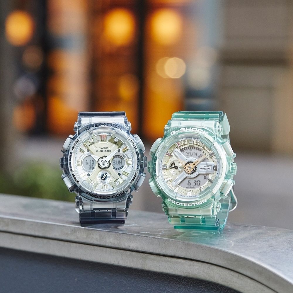 CASIO 卡西歐 G-SHOCK 金屬光澤 半透明雙顯手錶-透綠_GMA-S110GS-3A_45.9mm
