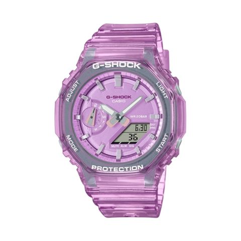 【CASIO 卡西歐】G-SHOCK 晶透時尚 偏光粉 半透明 八角形錶殼 GMA-S2100SK-4A