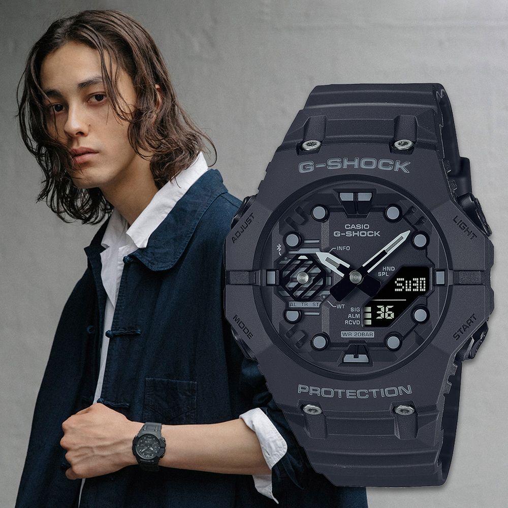 CASIO 卡西歐  G-SHOCK 智慧藍芽潮流時尚計時錶/黑/GA-B001-1A