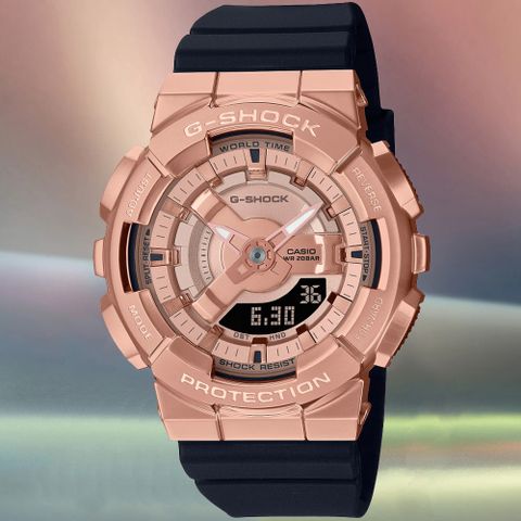 CASIO G-SHOCK 經典金屬 雙顯腕錶 母親節 禮物 GM-S110PG-1A