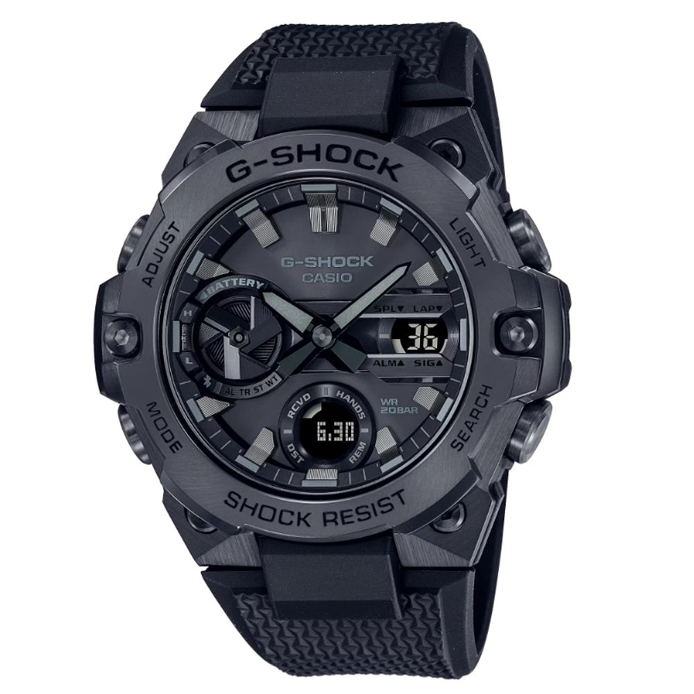 CASIO 卡西歐 G-SHOCK 全黑色系G-STEEL碳核心防護構造_GST-B400BB-1A_49.6mm