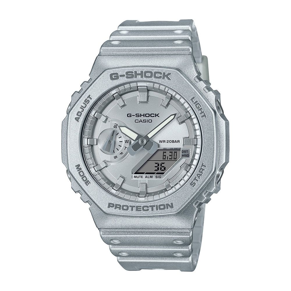 CASIO 卡西歐  G-SHOCK 銀色金屬 未來感 碳核心防護構造_GA-2100FF-8A_45.4mm