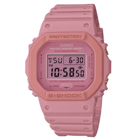 【CASIO 卡西歐】G-SHOCK 甜美時尚 桃花源系列 耐衝擊構造 迷人粉_DW-5610SL-4A4_43.8mm