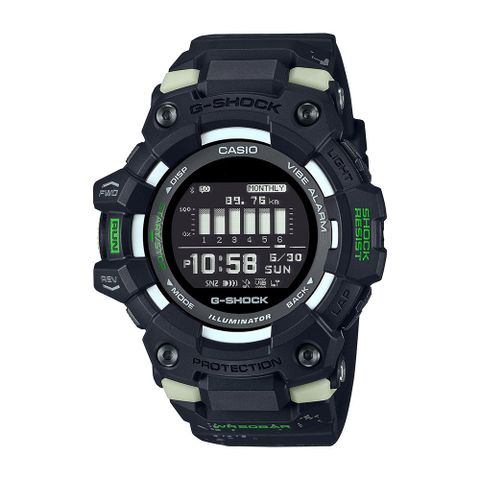 【CASIO 卡西歐】G-SHOCK G-SQUAD系列 藍牙運動電子錶_迷彩X黑X綠_GBD-100LM-1_49.3mm
