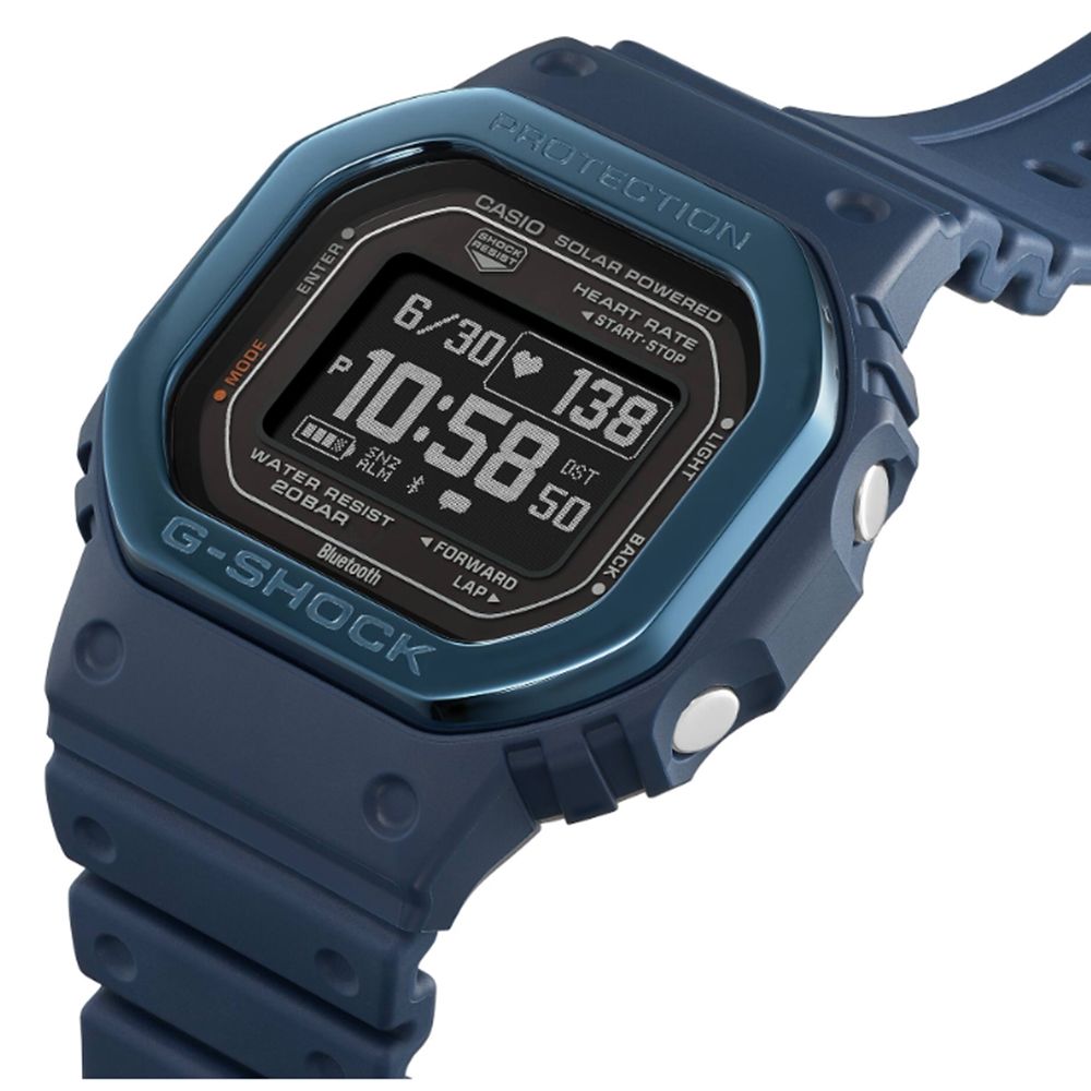 CASIO 卡西歐】G-SHOCK 心率偵測太陽能電力湛藍經典方型運動系列DW