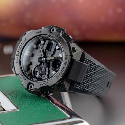 【CASIO 卡西歐】G-SHOCK G-STEEL系列 黑鋼風範太陽能藍牙連線耐衝擊腕錶/黑(GST-B400BB-1A)