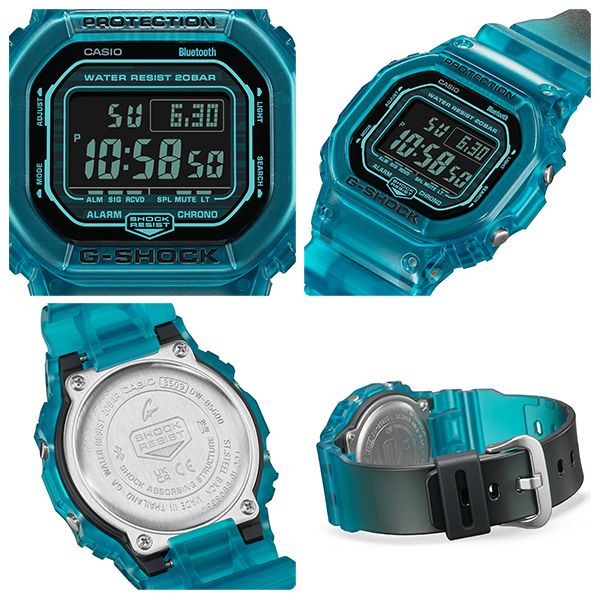 CASIO G-SHOCK 智慧藍芽半透明漸變方形計時錶/藍/DW-B5600G-2 - PChome