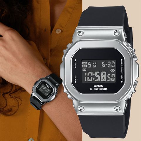 熱銷品牌▼日系手錶CASIO 卡西歐 G-SHOCK 經典5600系列金屬色手錶-銀 GM-S5600-1