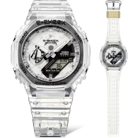【CASIO 卡西歐】G-SHOCK 40週年限定 獨特透視錶面 半透明 八角形錶殼 GA-2140RX-7A_45.4mm
