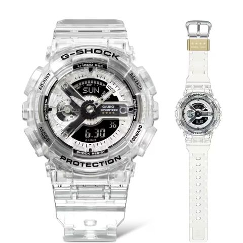 【CASIO 卡西歐】G-SHOCK 40週年限定 獨特透視錶面 半透明 八角形錶殼 GMA-S114RX-7A_45.9mm