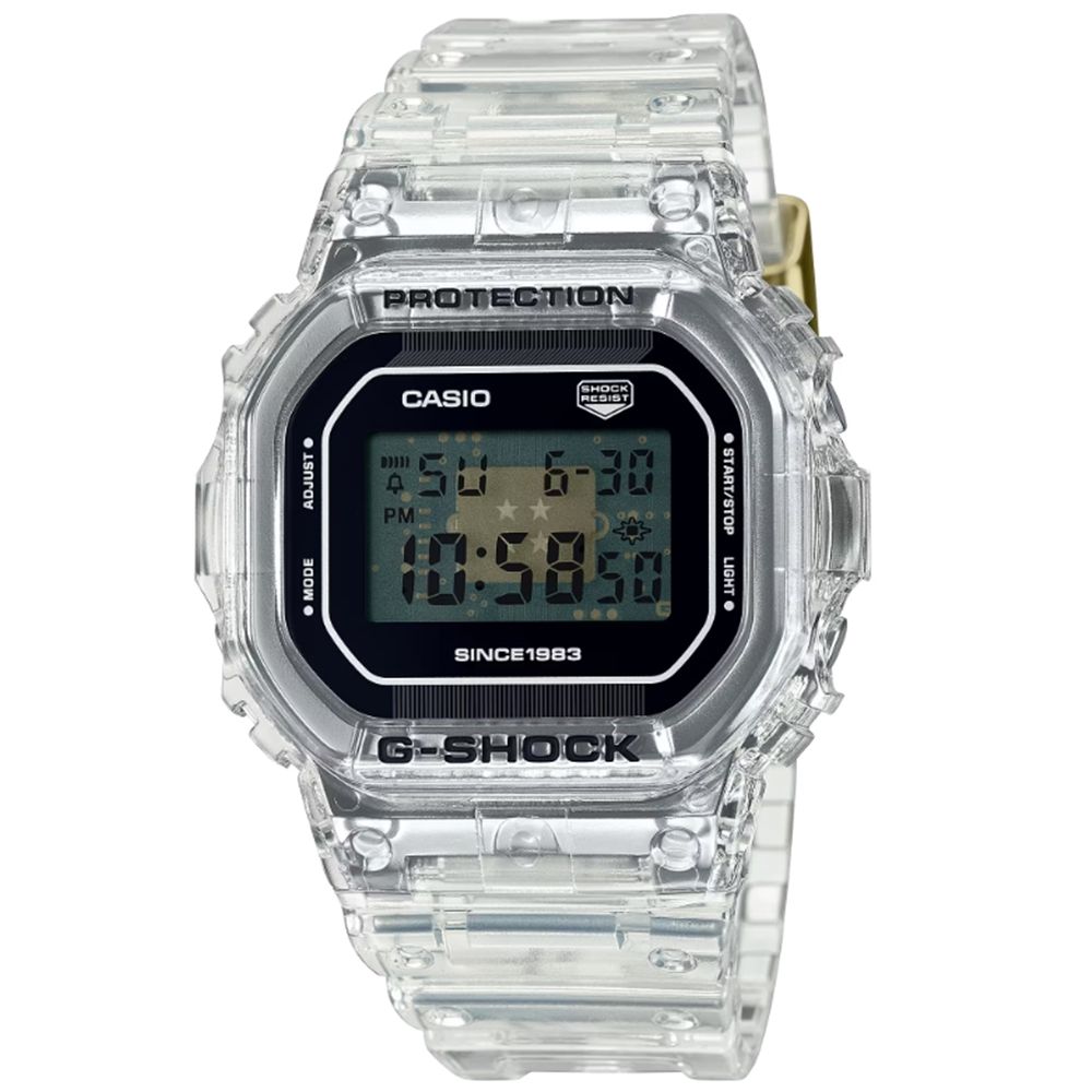 CASIO 卡西歐】G-SHOCK 40週年限定獨特透視錶面半透明經典方型DW