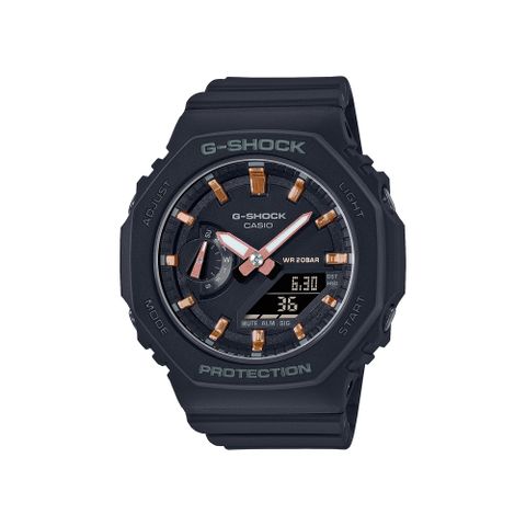 CASIO 卡西歐 G-SHOCK 簡約輕薄 消光黑 八角形錶殼 GMA-S2100-1A_42.9mm