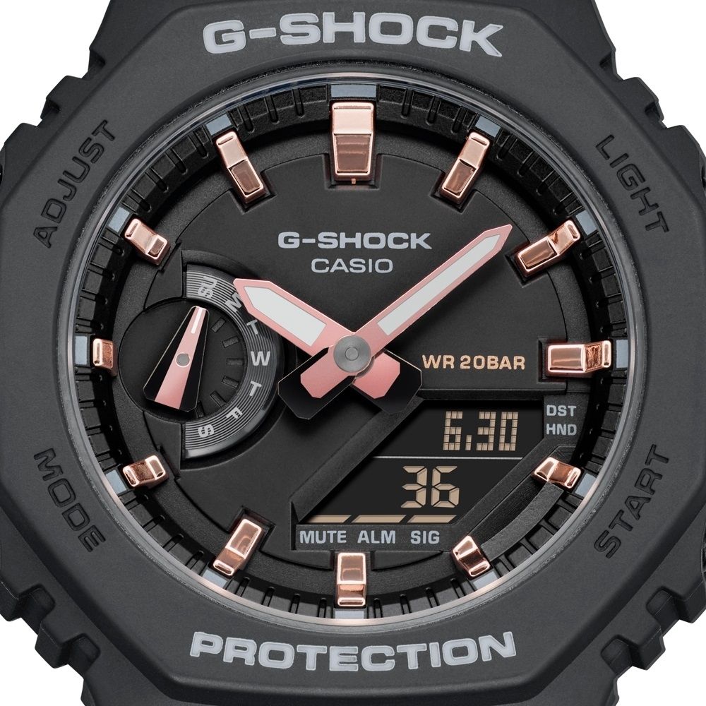 CASIO 卡西歐 G-SHOCK 簡約輕薄 消光黑 八角形錶殼 GMA-S2100-1A_42.9mm