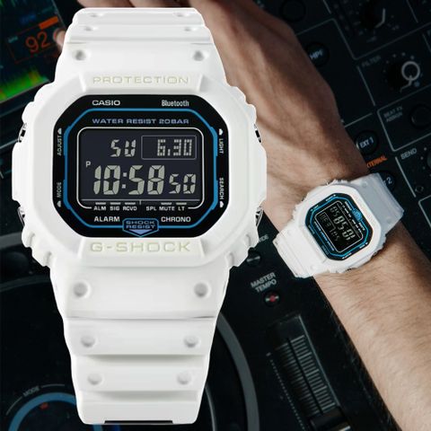 CASIO 卡西歐 G-SHOCK 科幻體驗 智慧藍芽 數位方形電子錶(DW-B5600SF-7 防水200米)