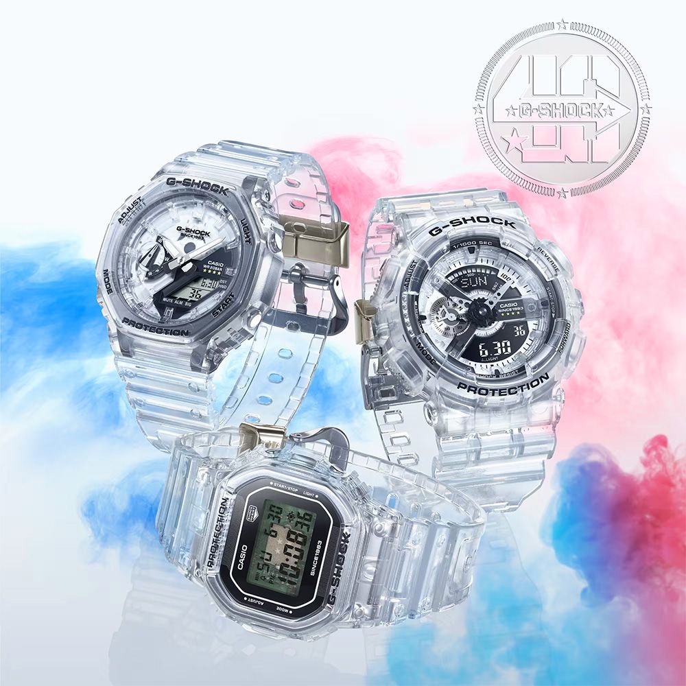 CASIO 卡西歐G-SHOCK 40周年透明限量版透視機芯手錶GA-114RX-7A