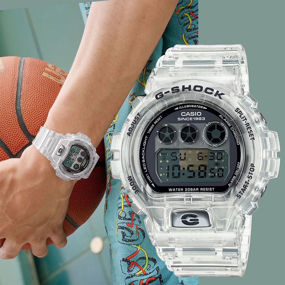 CASIO 卡西歐G-SHOCK 40周年透明限量版透視機芯手錶DW-6940RX-7