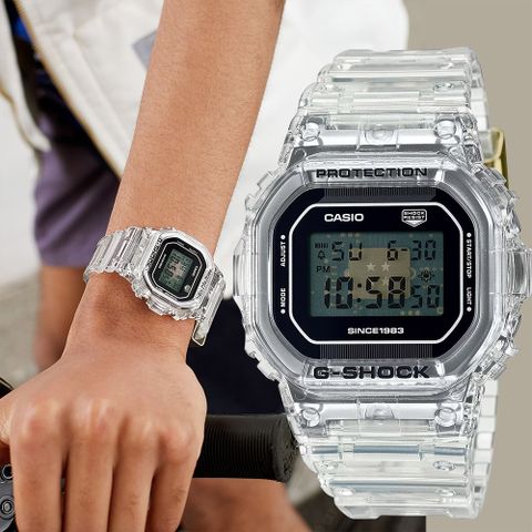 熱銷品牌▼日系手錶CASIO 卡西歐 G-SHOCK 40周年透明限量版透視機芯手錶 DW-5040RX-7