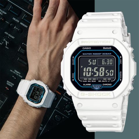 CASIO 卡西歐 G-SHOCK 星際白兵藍牙手錶 DW-B5600SF-7