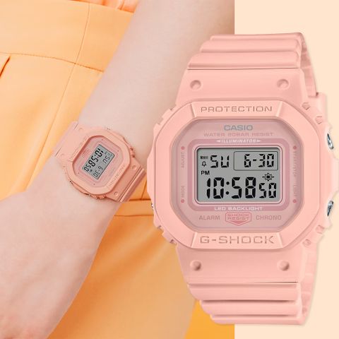 熱銷品牌▼日系手錶CASIO 卡西歐 G-SHOCK 珊瑚粉橘方形女錶 GMD-S5600BA-4