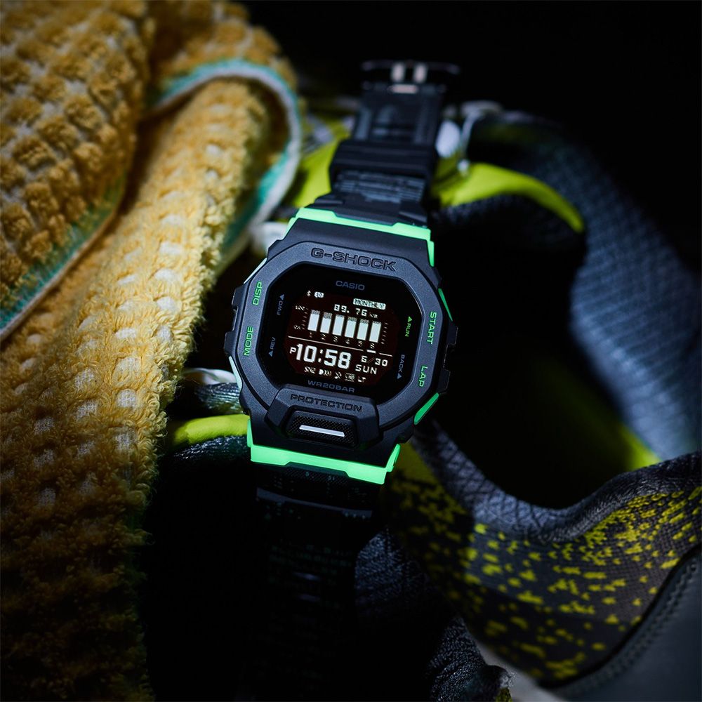 CASIO 卡西歐G-SHOCK 夜光迷彩城市夜景系列藍芽手錶GBD-200LM-1