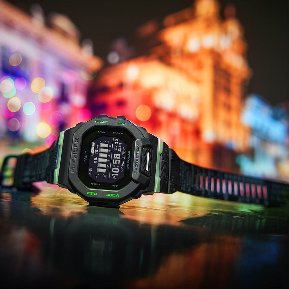 CASIO 卡西歐 G-SHOCK 夜光迷彩 城市夜景系列藍芽手錶 GBD-200LM-1