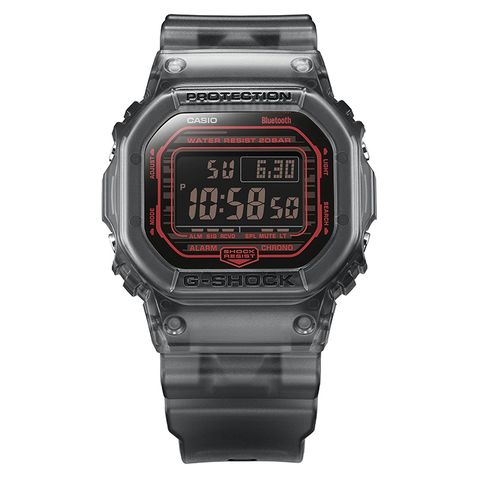 CASIO 卡西歐 方形 果凍透明感 藍芽連接 200米防水 運動電子錶 DW-B5600G-1 黑色漸層